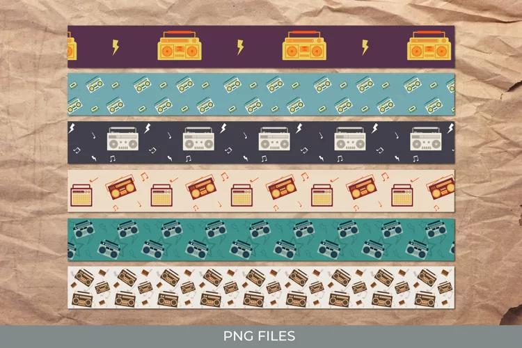 Vintage Boombox Seamless Strips