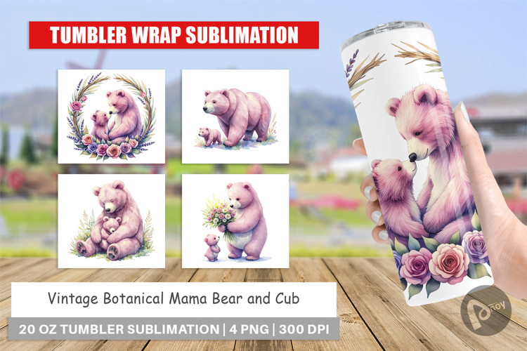 Botanical Mama Bear & Cub Tumbler
