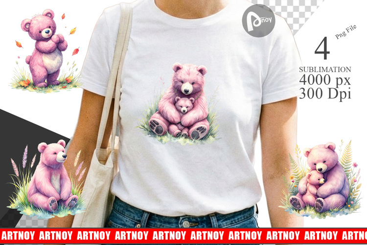 Botanical Mama Bear & Cub Sublimation