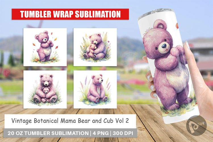 Botanical Mama Bear & Cub Tumbler