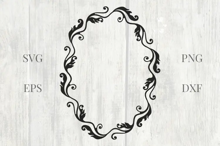 Vintage Branches Oval Wedding Frame SVG