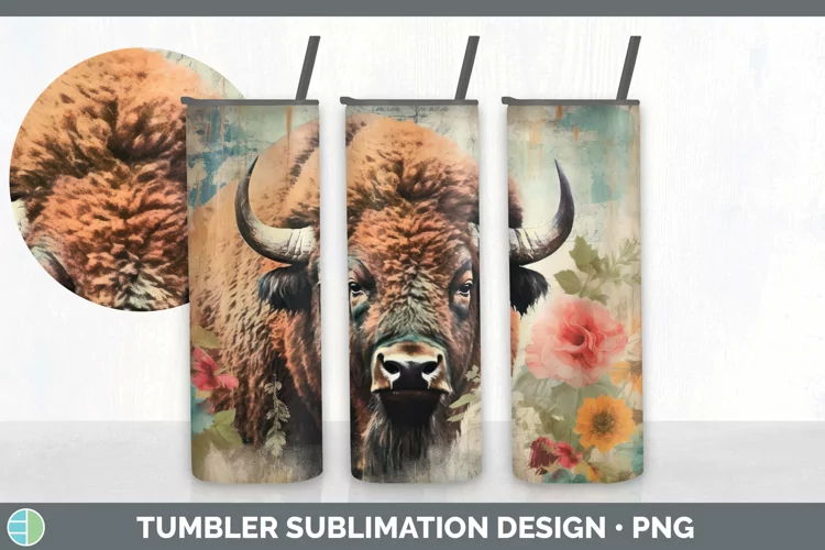 Vintage Buffalo Tumbler | Sublimation 20 oz Skinny Tumbler D