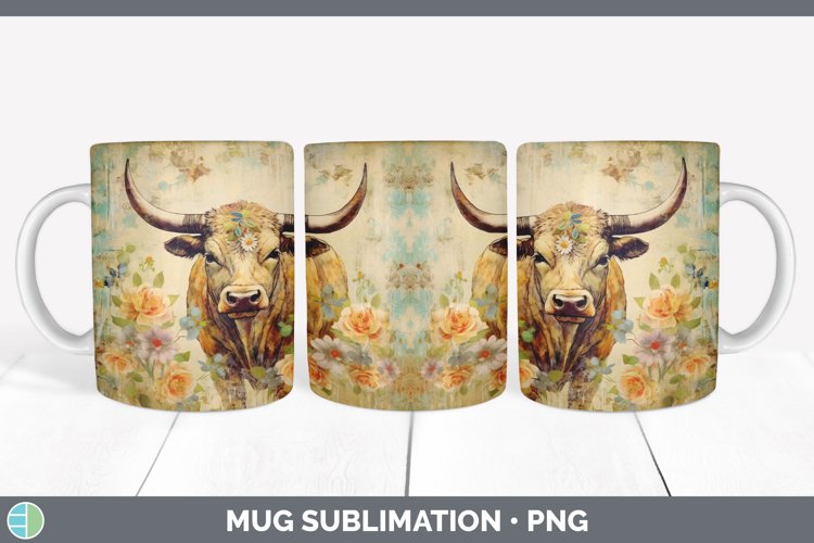 GorgeousDecoupage Bulls Mug Wrap design.