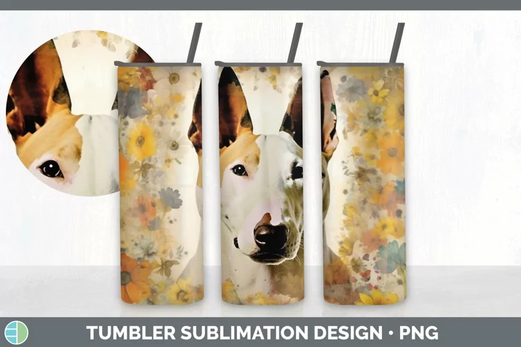 Vintage Bull Terrier Dog Tumbler | Sublimation 20 oz Skinny
