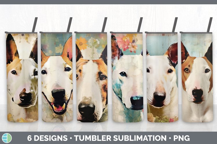 Vintage Bull Terrier Dog Tumbler | Sublimation 20 oz Skinny