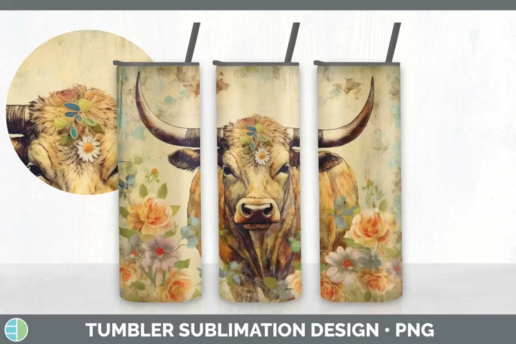 Vintage Bull Tumbler | Sublimation 20 oz Skinny Tumbler Desi