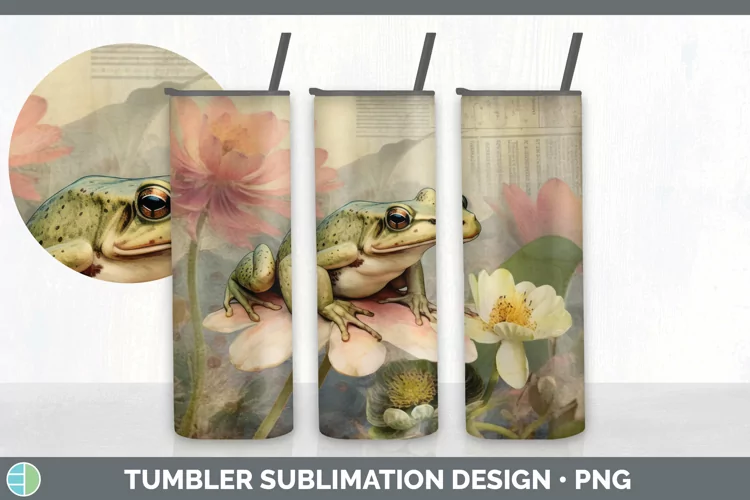Vintage Bullfrog Tumbler | Sublimation 20 oz Skinny Tumbler