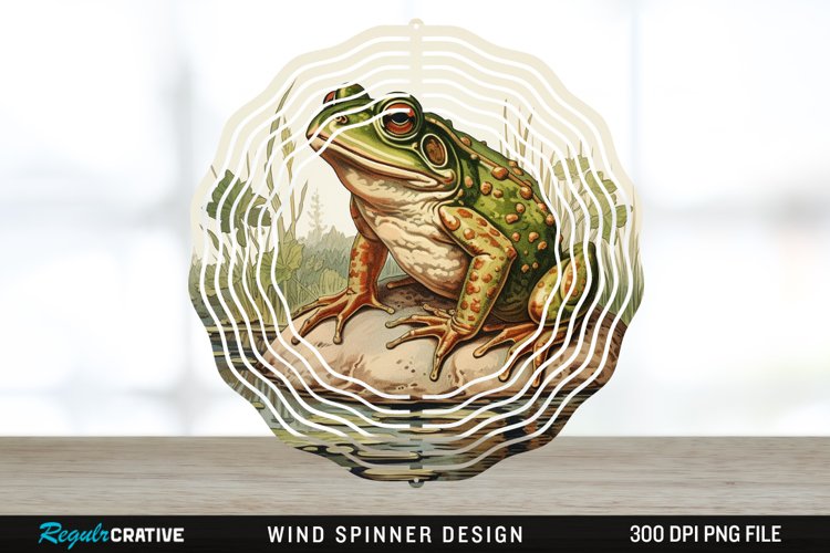 Vintage Bullfrog Spinner Sublimation Design PNG