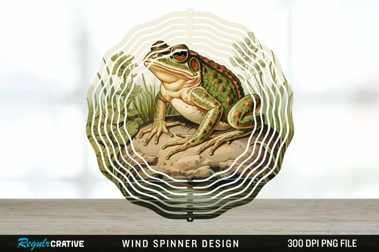 Vintage Bullfrog Spinner Sublimation Design PNG