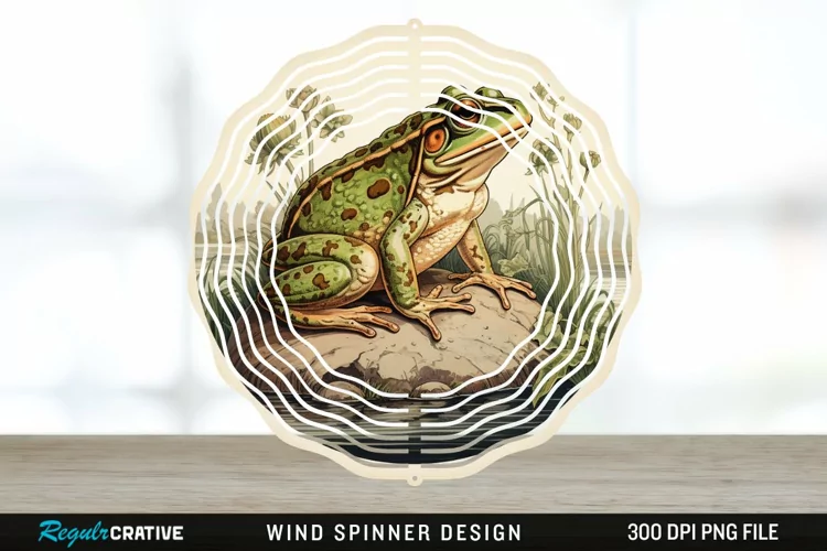 Vintage Bullfrog Spinner Sublimation Design PNG