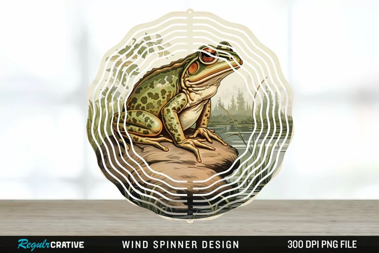 Vintage Bullfrog Spinner Sublimation Design PNG