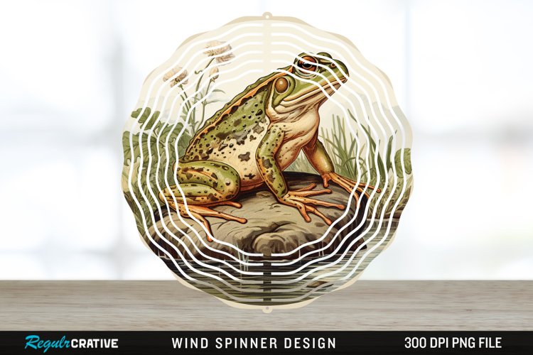 Vintage Bullfrog Spinner Sublimation Design PNG example image 1