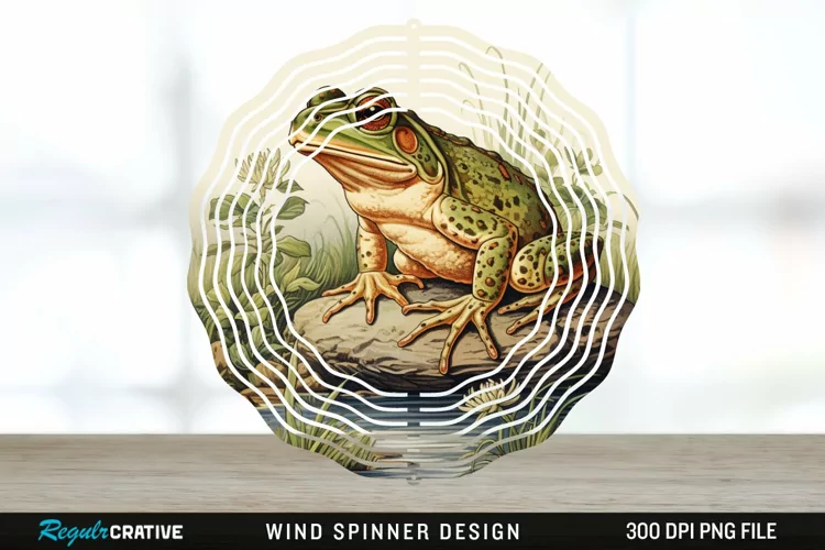Vintage Bullfrog Spinner Sublimation Design PNG