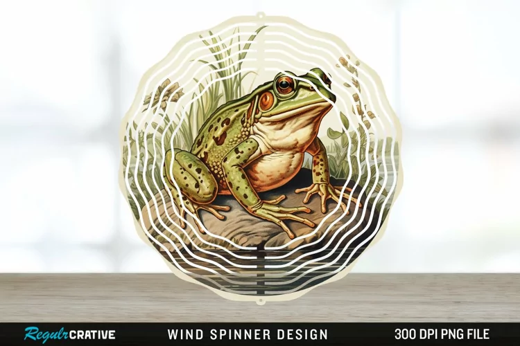 Vintage Bullfrog Spinner Sublimation Design PNG