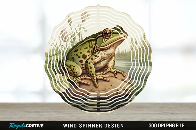 Vintage Bullfrog Spinner Sublimation Design PNG