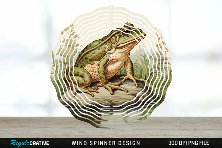 Vintage Bullfrog Spinner Sublimation Design PNG