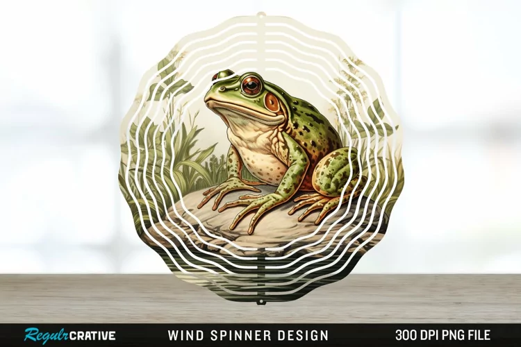 Vintage Bullfrog Spinner Sublimation Design PNG