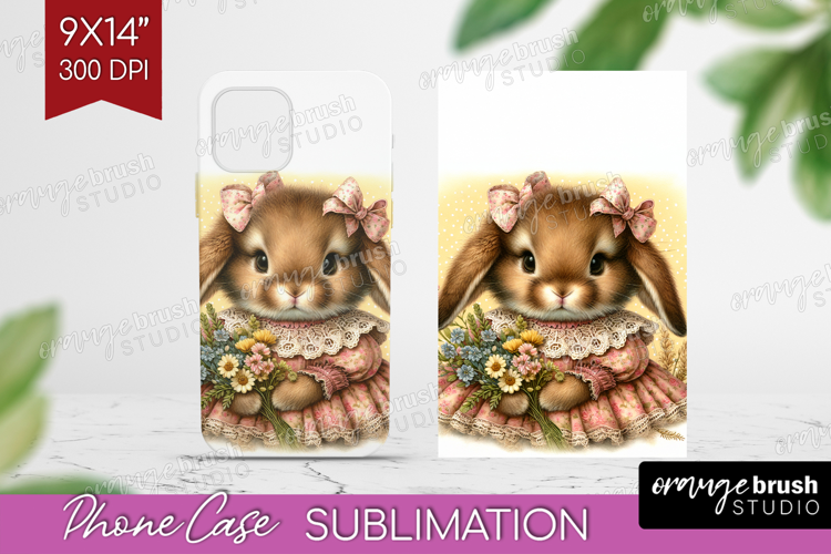 Vintage Bunny Phone Case PNG - Cute Bunny Case PNG
