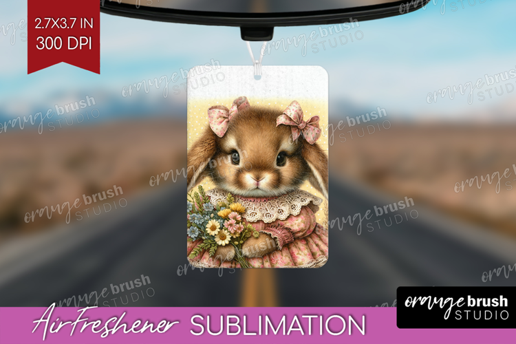 Vintage Bunny Air Freshener PNG - Cute Bunny PNG Sublimation