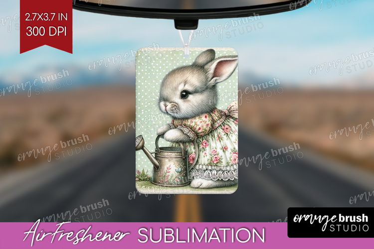 Vintage Bunny Air Freshener PNG - Cute Bunny PNG Sublimation