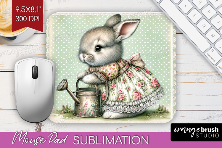 Vintage Bunny Mouse Pad Sublimation - Cute Bunny Mousepad