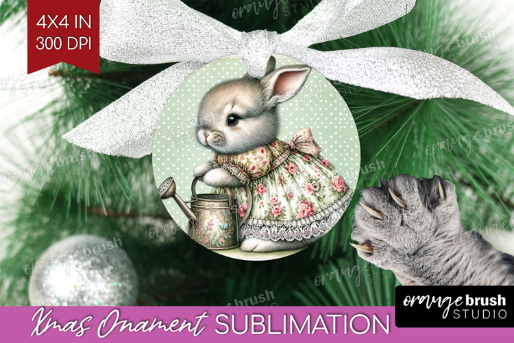 Vintage Bunny Ornament PNG - Cute Bunny PNG Sublimation