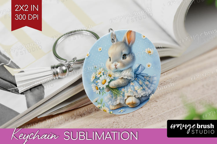 Vintage Bunny Keychain PNG - Cute Bunny Keychain Sublimation