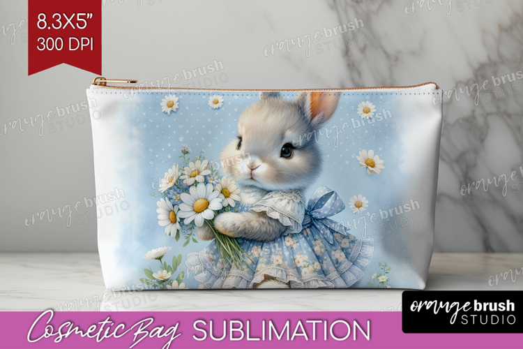 Vintage Bunny Cosmetic Bag - Cute Bunny Makeup Bag PNG