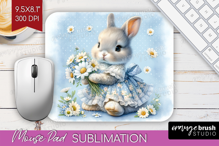 Vintage Bunny Mouse Pad Sublimation - Cute Bunny Mousepad