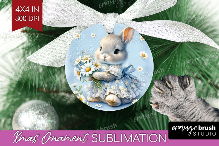 Vintage Bunny Ornament PNG - Cute Bunny PNG Sublimation