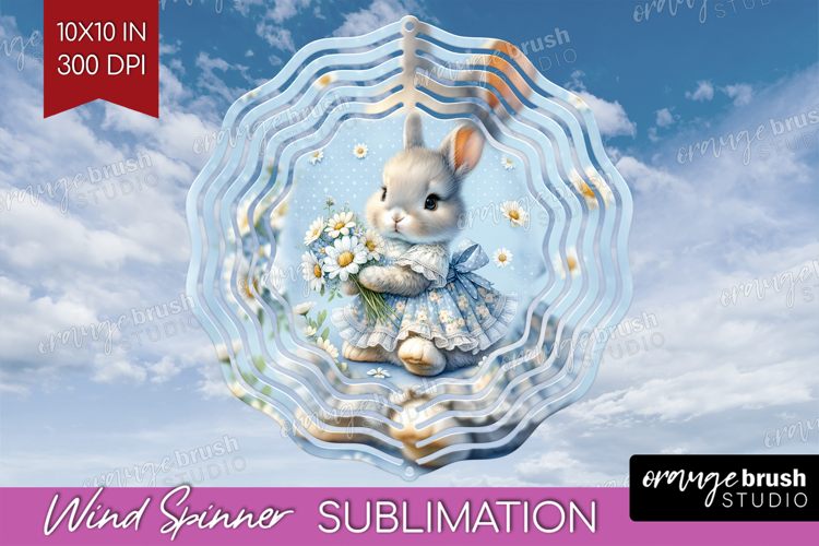 Vintage Bunny Wind Spinner Sublimation PNG - Cute Bunny