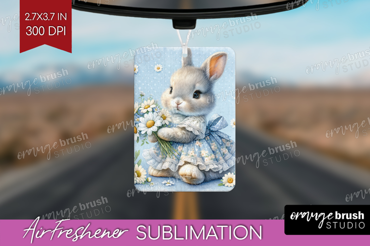 Vintage Bunny Air Freshener PNG - Cute Bunny PNG Sublimation