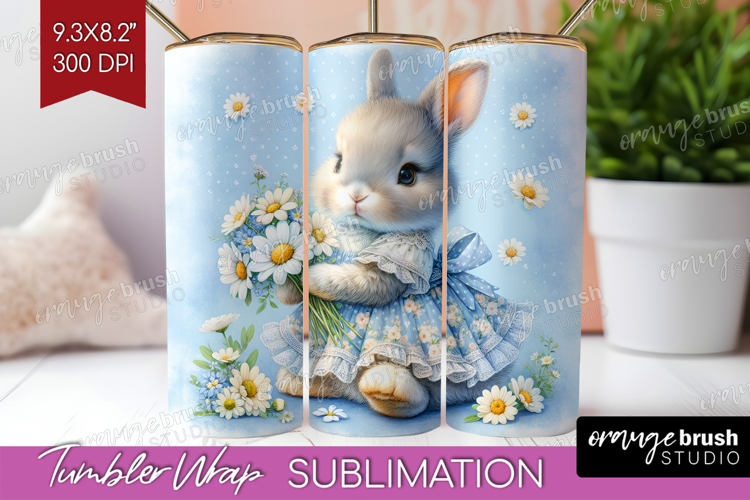 Vintage Bunny Tumbler Wrap - Cute Bunny Tumbler PNG