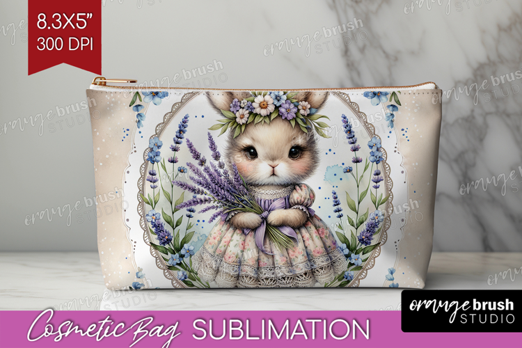 Vintage Bunny Cosmetic Bag - Cute Bunny Makeup Bag PNG