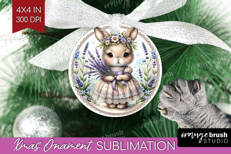 Vintage Bunny Ornament PNG - Cute Bunny PNG Sublimation