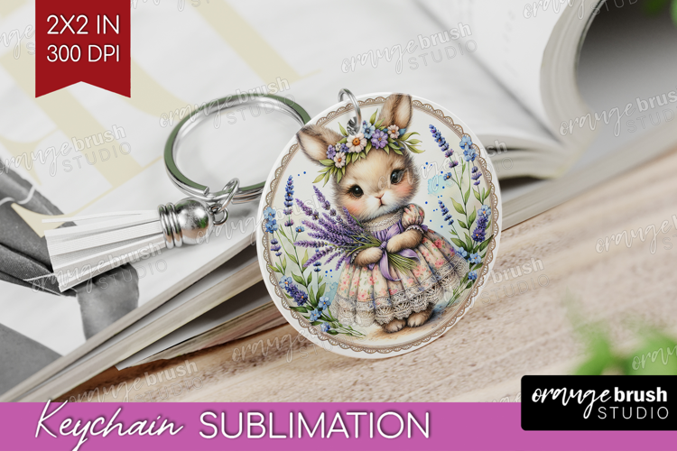 Vintage Bunny Keychain PNG - Cute Bunny Keychain Sublimation