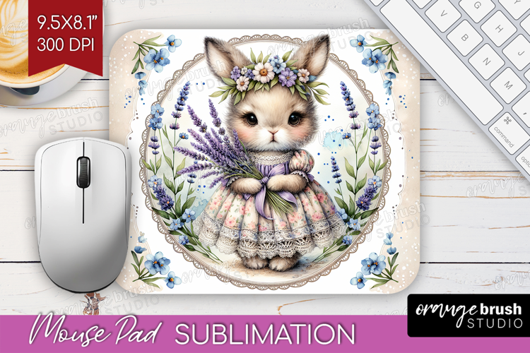 Vintage Bunny Mouse Pad Sublimation - Cute Bunny Mousepad