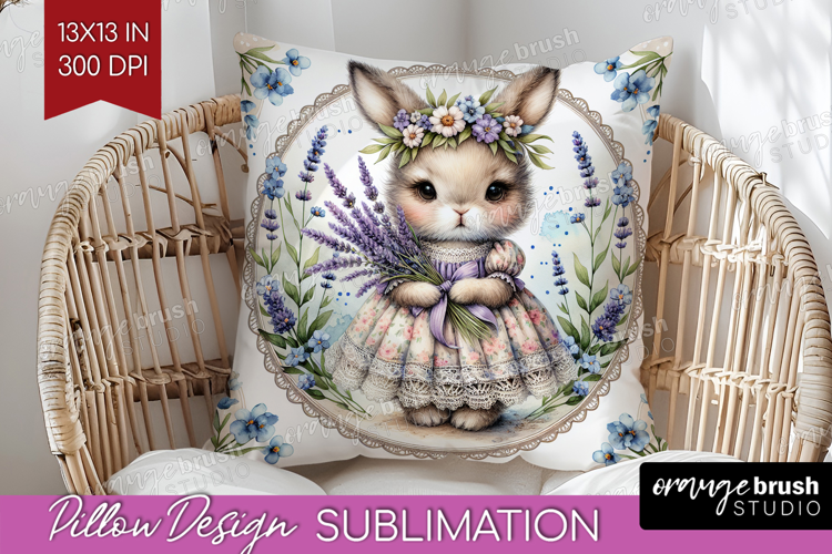 Vintage Bunny Pillow Sublimation - Cute Bunny Pillow Cover