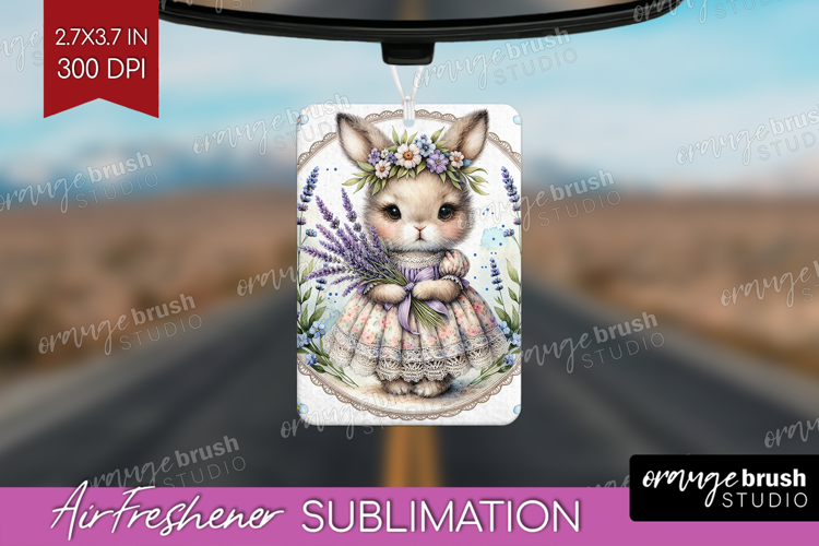 Vintage Bunny Air Freshener PNG - Cute Bunny PNG Sublimation