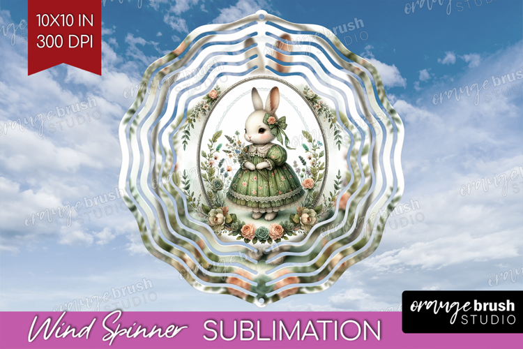 Vintage Bunny Wind Spinner Sublimation PNG - Cute Bunny