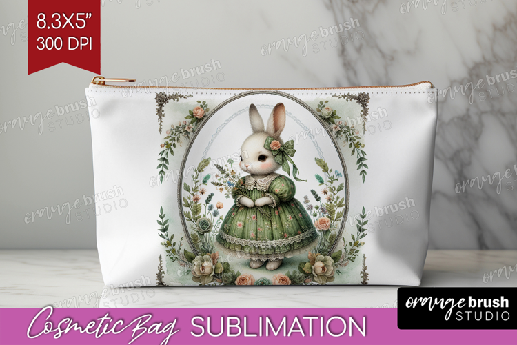Vintage Bunny Cosmetic Bag - Cute Bunny Makeup Bag PNG