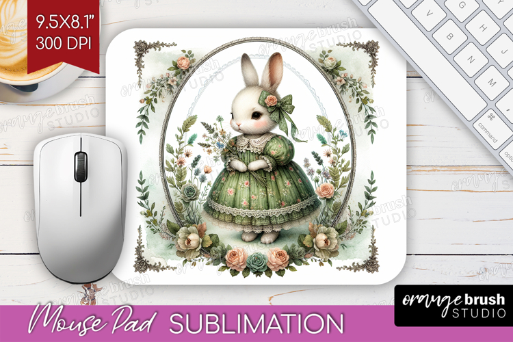 Vintage Bunny Mouse Pad Sublimation - Cute Bunny Mousepad