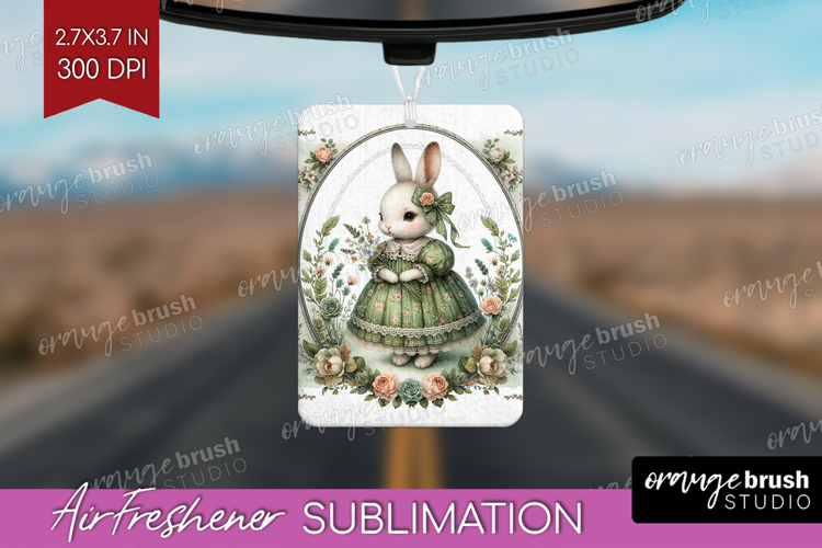 Vintage Bunny Air Freshener PNG - Cute Bunny PNG Sublimation