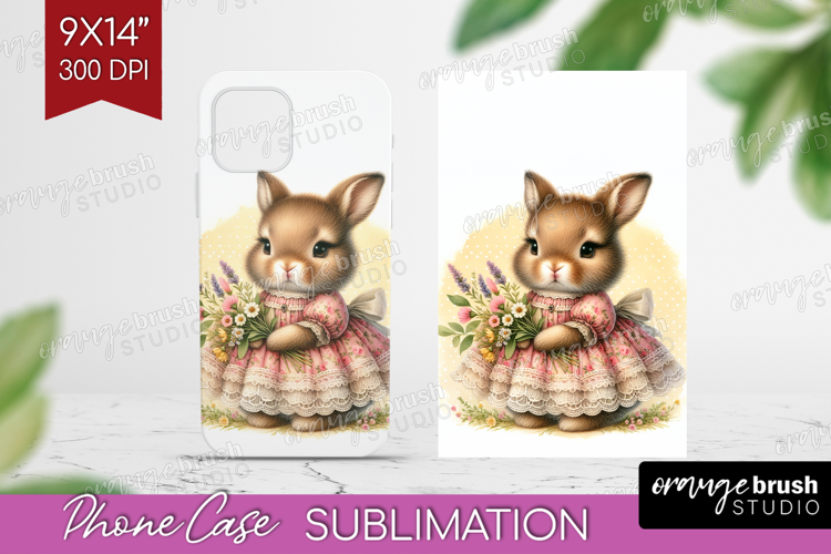 Vintage Bunny Phone Case PNG - Cute Bunny Case PNG