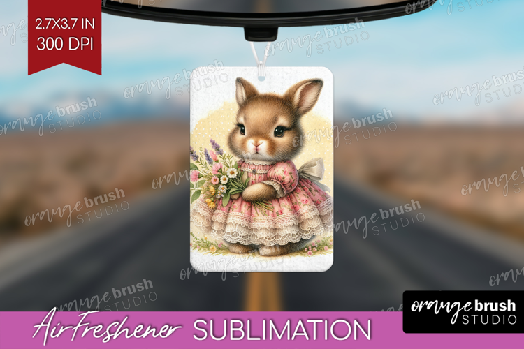 Vintage Bunny Air Freshener PNG - Cute Bunny PNG Sublimation