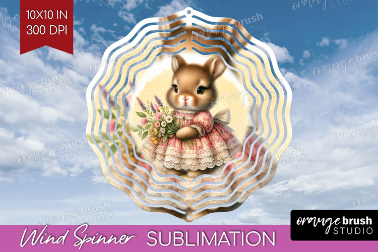 Vintage Bunny Wind Spinner Sublimation PNG - Cute Bunny