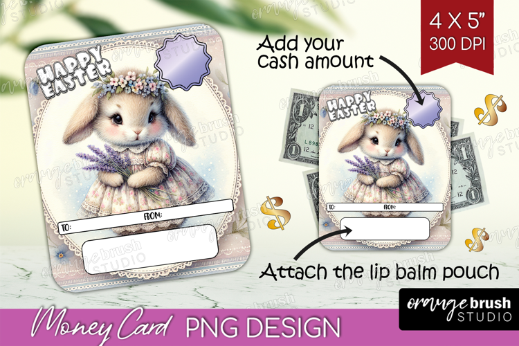 Vintage Bunny Money Card PNG - Cute Bunny Money Card Holder