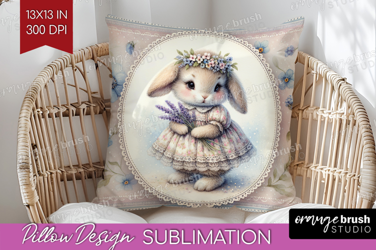 Vintage Bunny Pillow Sublimation - Cute Bunny Pillow Cover