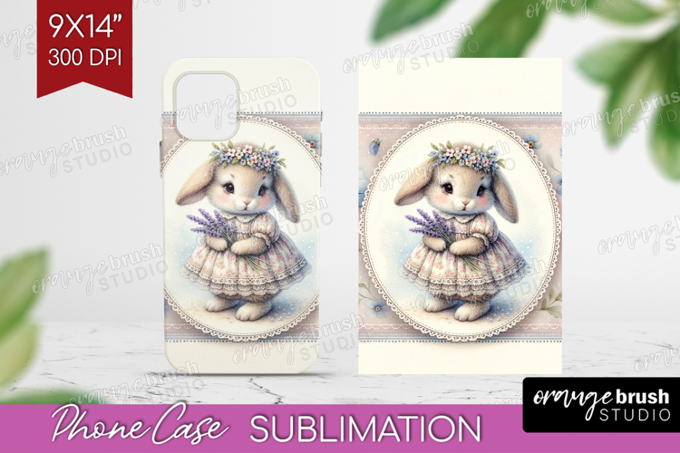 Vintage Bunny Phone Case PNG - Cute Bunny Case PNG