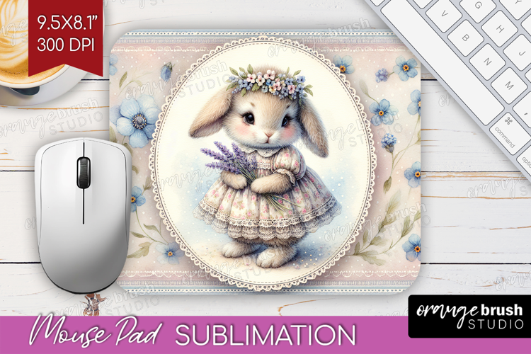 Vintage Bunny Mouse Pad Sublimation - Cute Bunny Mousepad